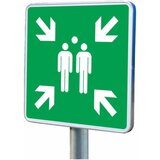 Placuta din aluminiu cu stalp pentru loc de adunare in caz de urgenta